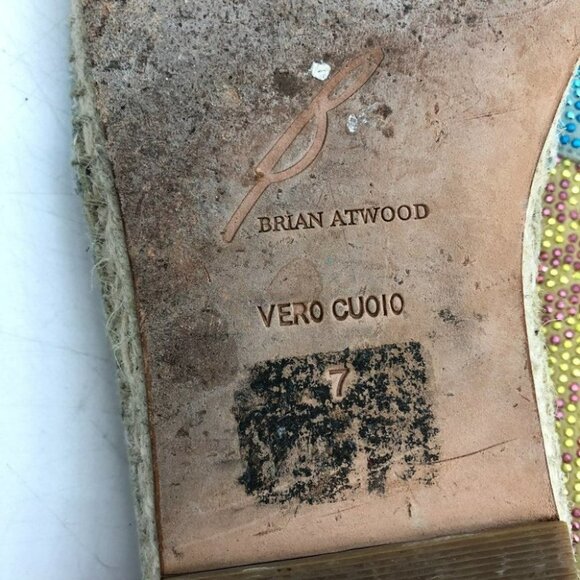 Brian Atwood Hartwell rhinestone  blue tan flat espadrilles women’s size 7 - Picture 10 of 15